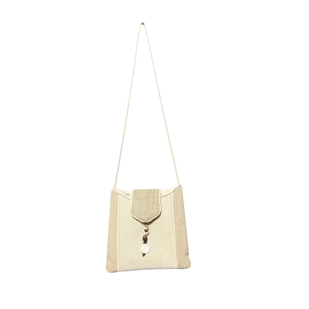 Totes by Tucker Crossbody Bag Womenโ Small Cream Good Beaded Boho Herringbone